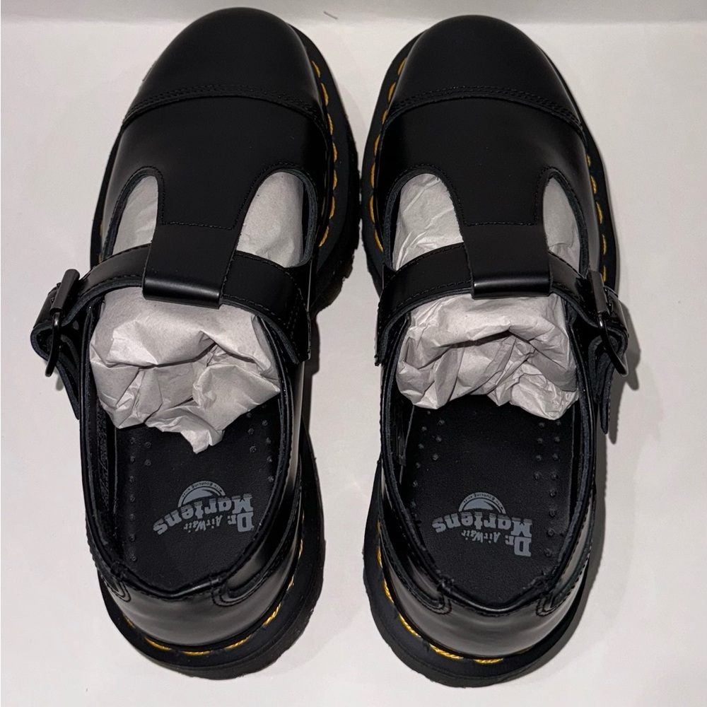 Dr. Martens Bethan polished smooth leather platform shoes size 7